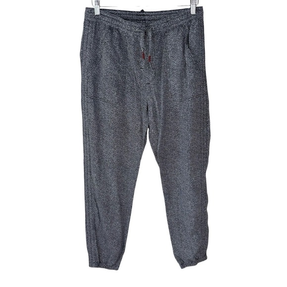 Anthropologie Orana Printed Joggers Pants Sz Small Boho Black White Elastic Tie - Picture 3 of 10